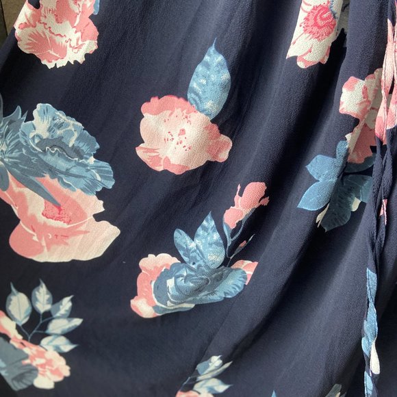 NWT Deep V Spaghetti Strap Navy Floral Maxi Dress by Simplee Plus 1XL - Picture 4 of 6